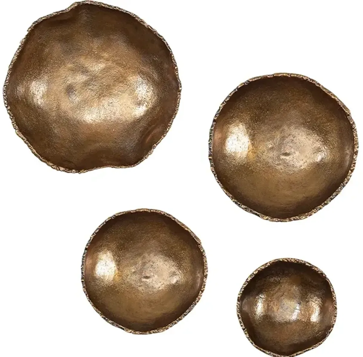 Lucky Coins Brass Wall Bowls, S/4