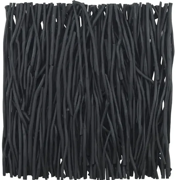 Gathered Teak Square Black Wood Wall Decor