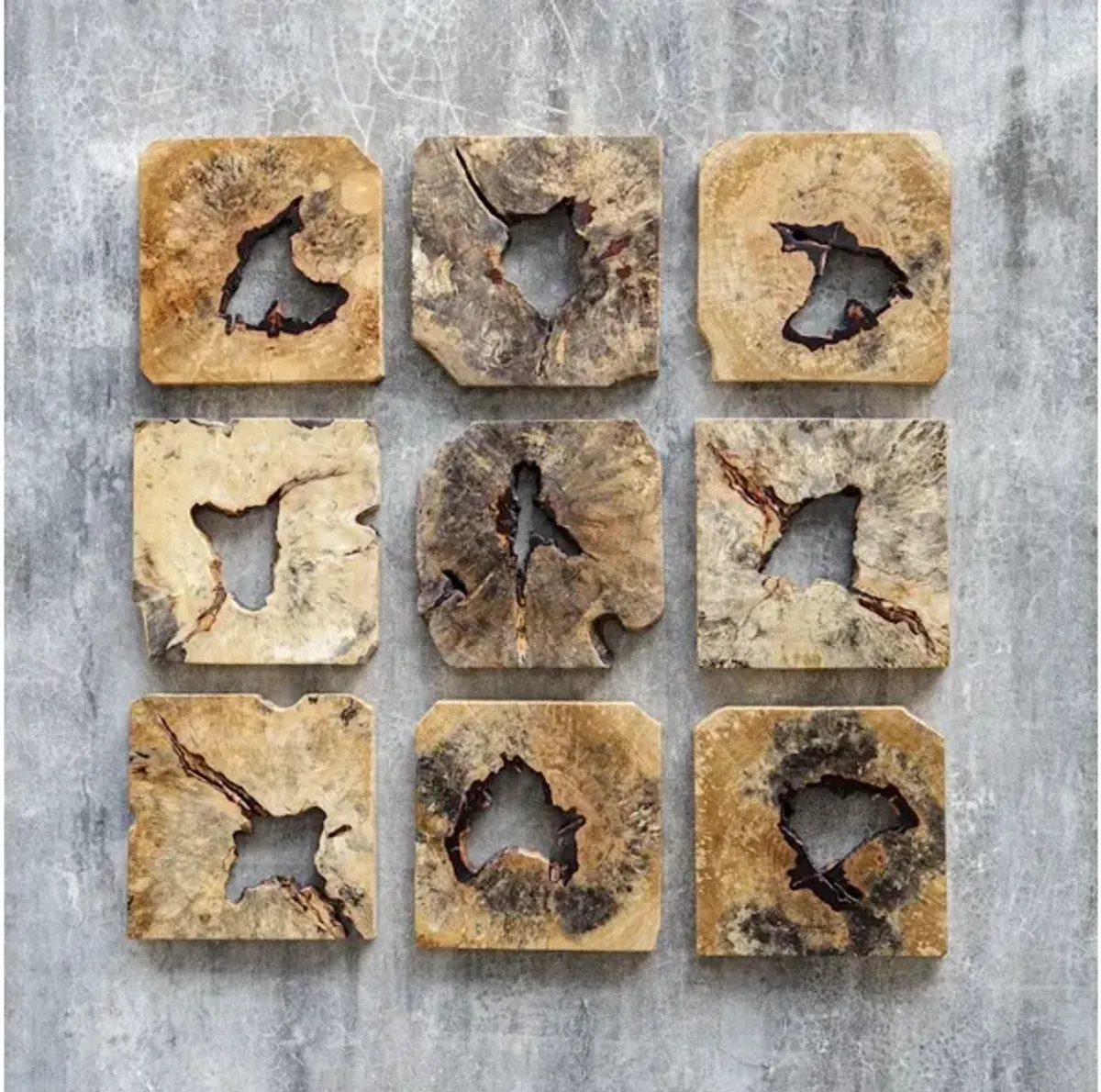 Bahati Wood Wall Decor In Natural Set/9