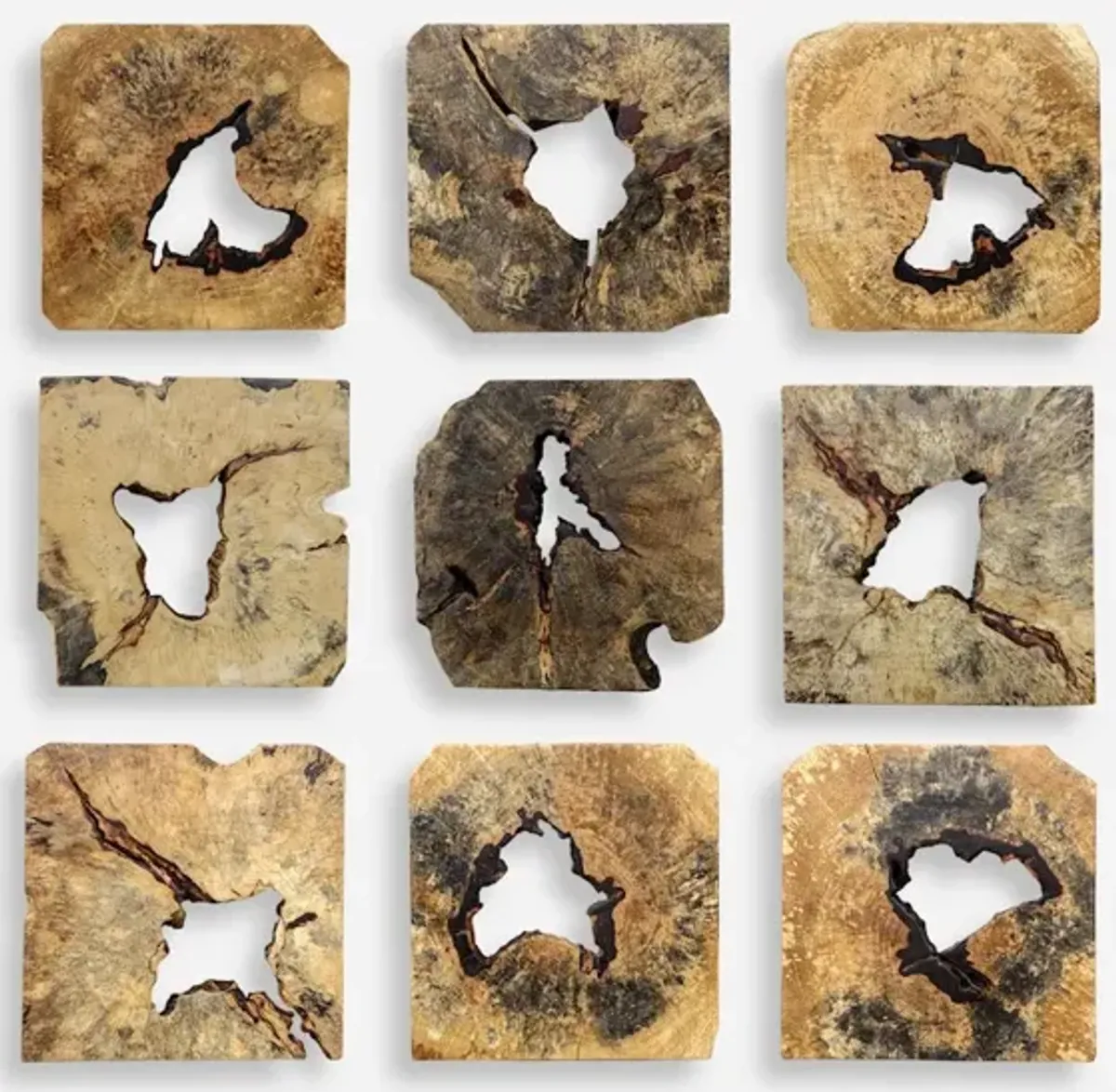 Bahati Wood Wall Decor In Natural Set/9