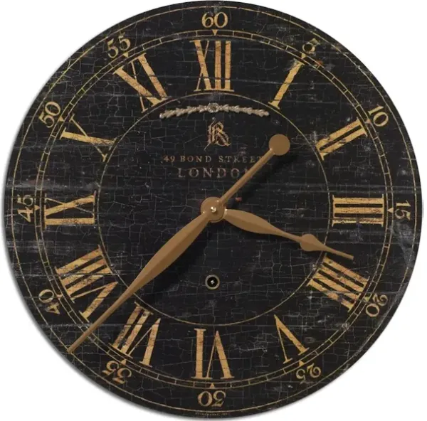 Bond Street 18 Black Wall Clock
