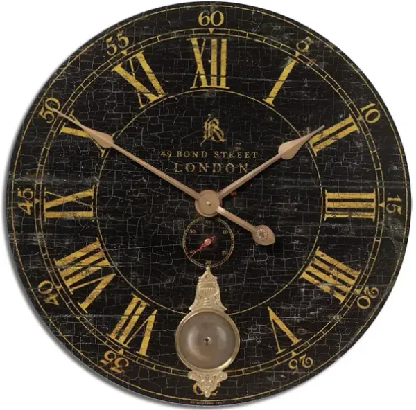 Bond Street 30 Black Wall Clock