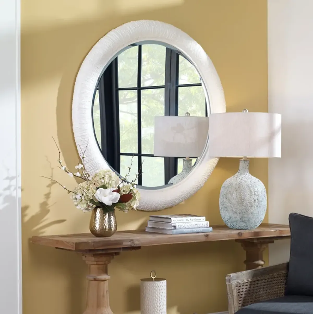 Mariner White Round Mirror