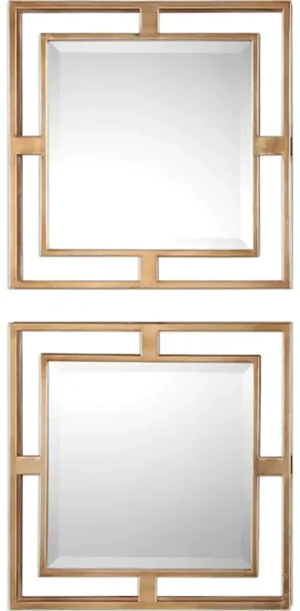Allick Gold Square Mirrors Set/2