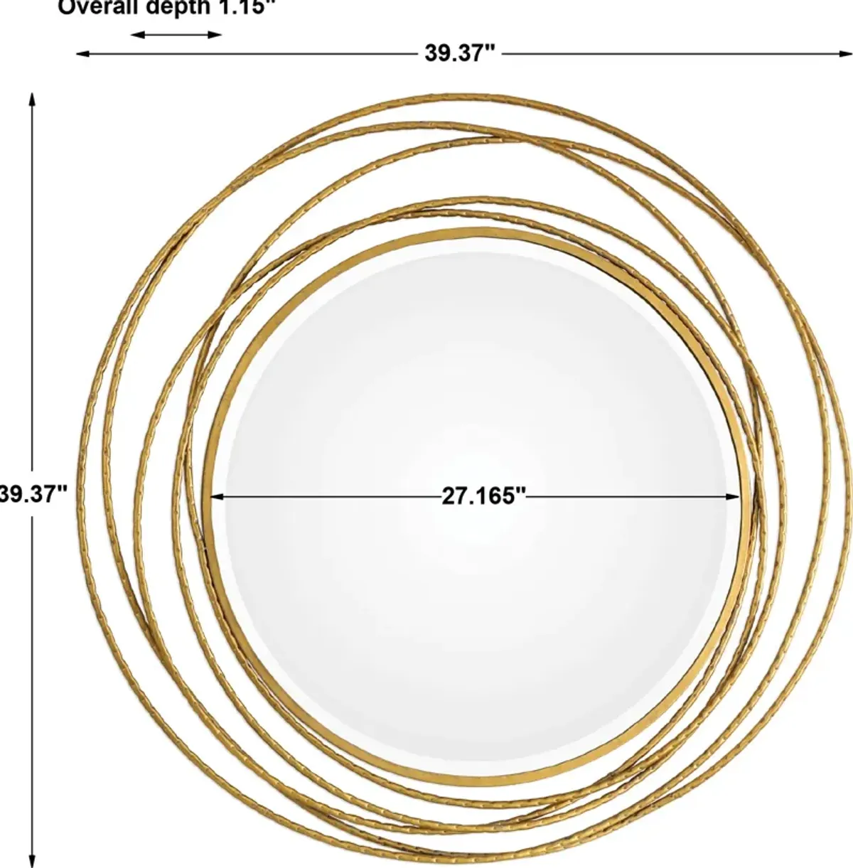 Whirlwind Gold Round Mirror