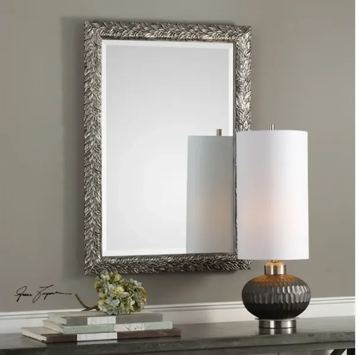 Evelina Silver Leaves Mirror