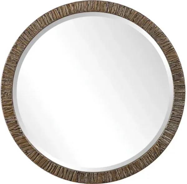 Wayde Gold Bark Round Mirror
