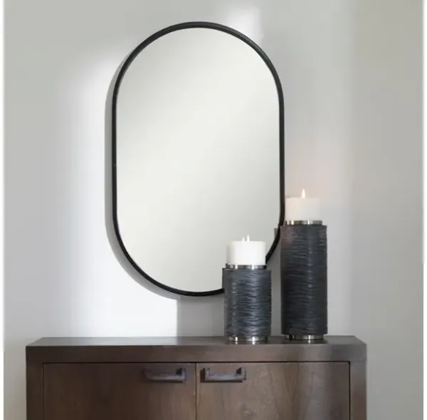 Varina Minimalist Black Oval Mirror