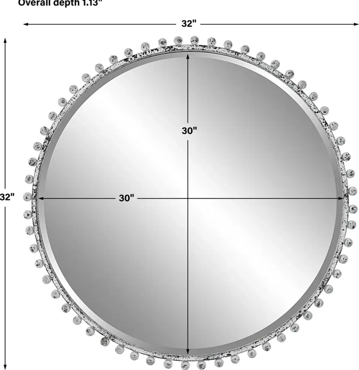 TAZA ROUND MIRROR, ANTIQUE WHITE