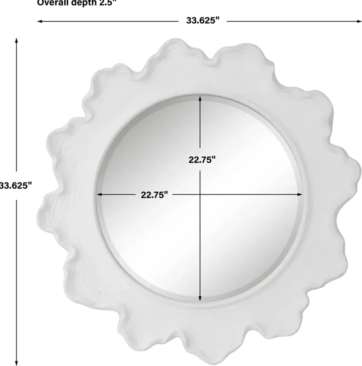 Sea Coral White Round Mirror