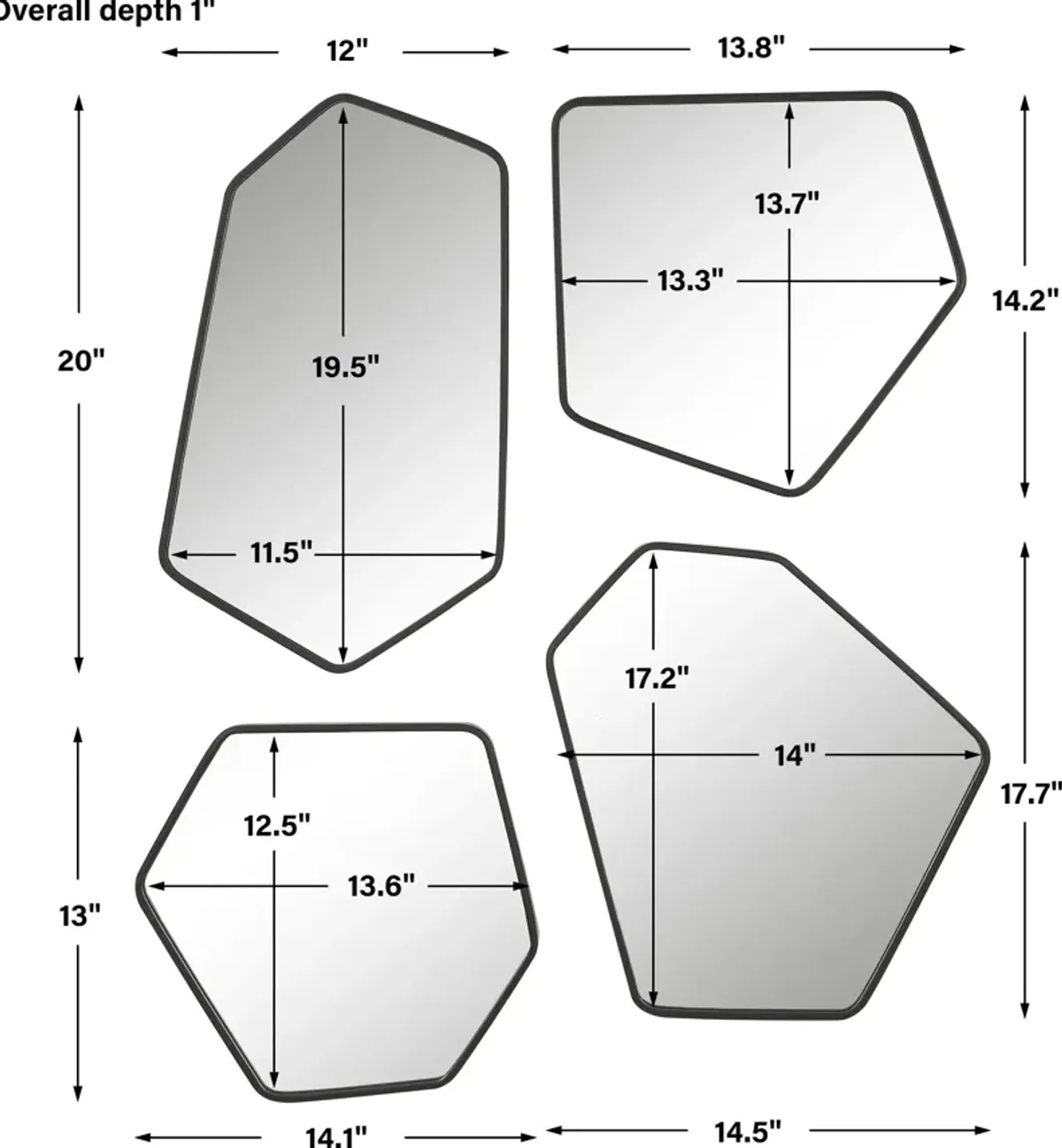 Linneah Black Mirrors Set/4