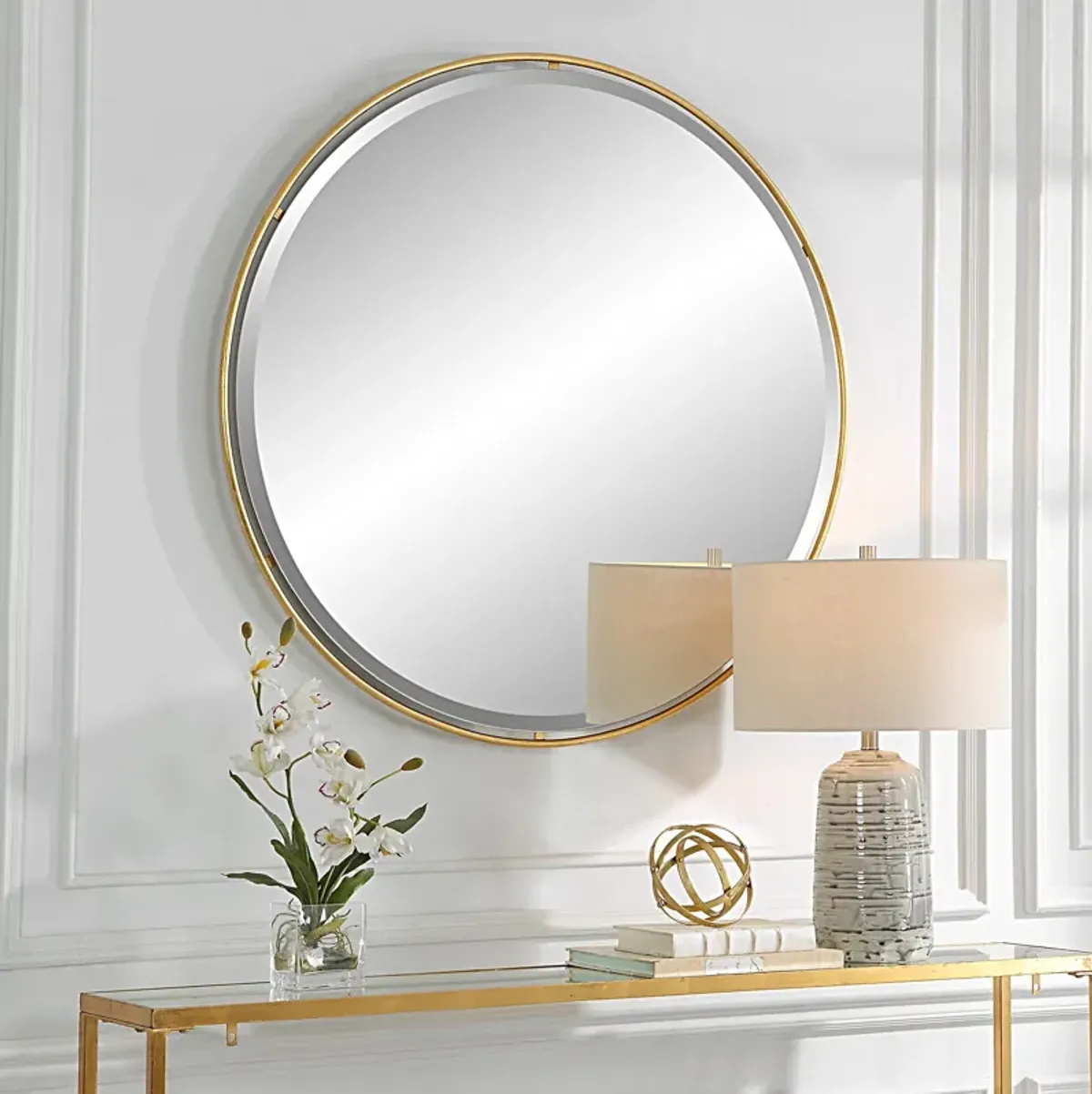 Canillo Gold Round Mirror