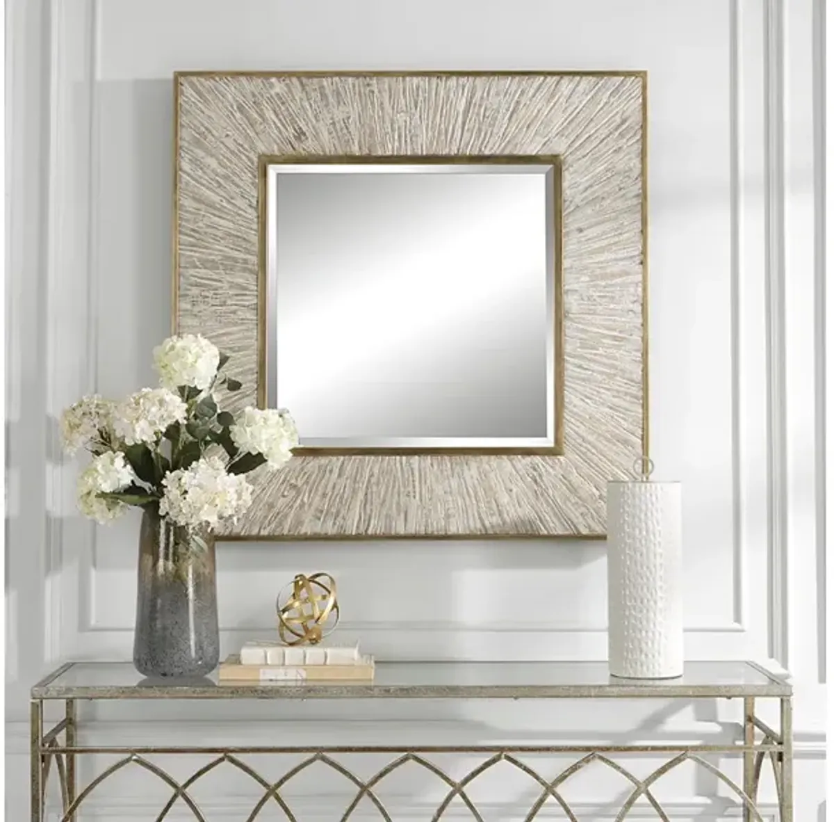 Wharton Whitewashed Square Mirror