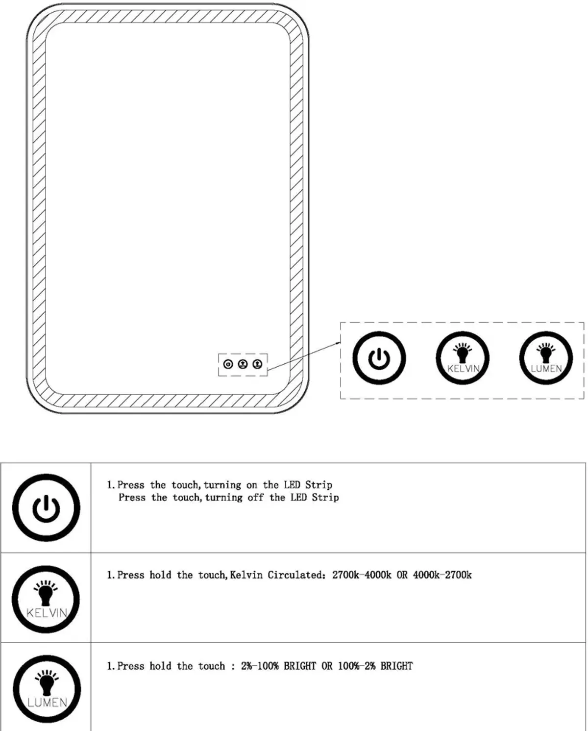 Crofton Lighted Black Vanity Mirror