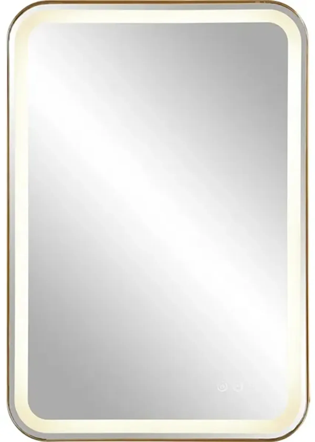 Crofton Lighted Brass Vanity Mirror