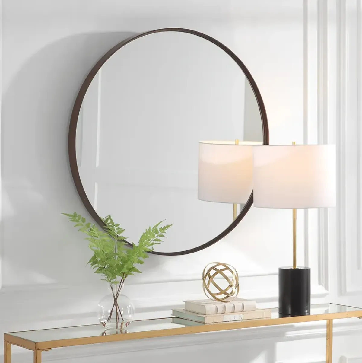 Eden Mahogany Round Mirror