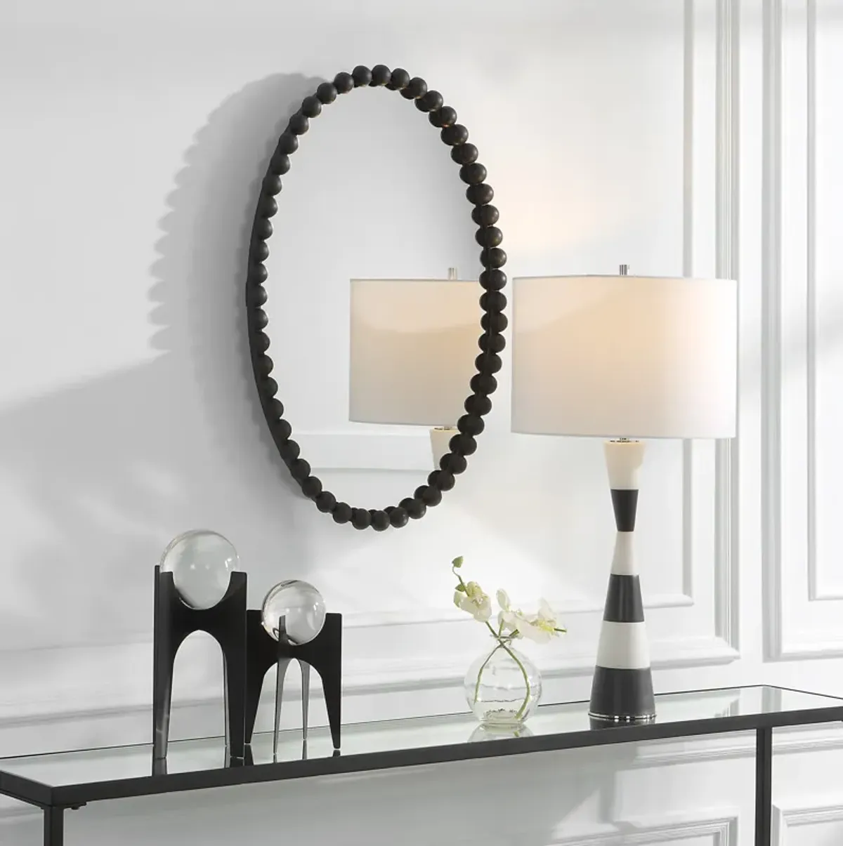 Serna Black Oval Mirror