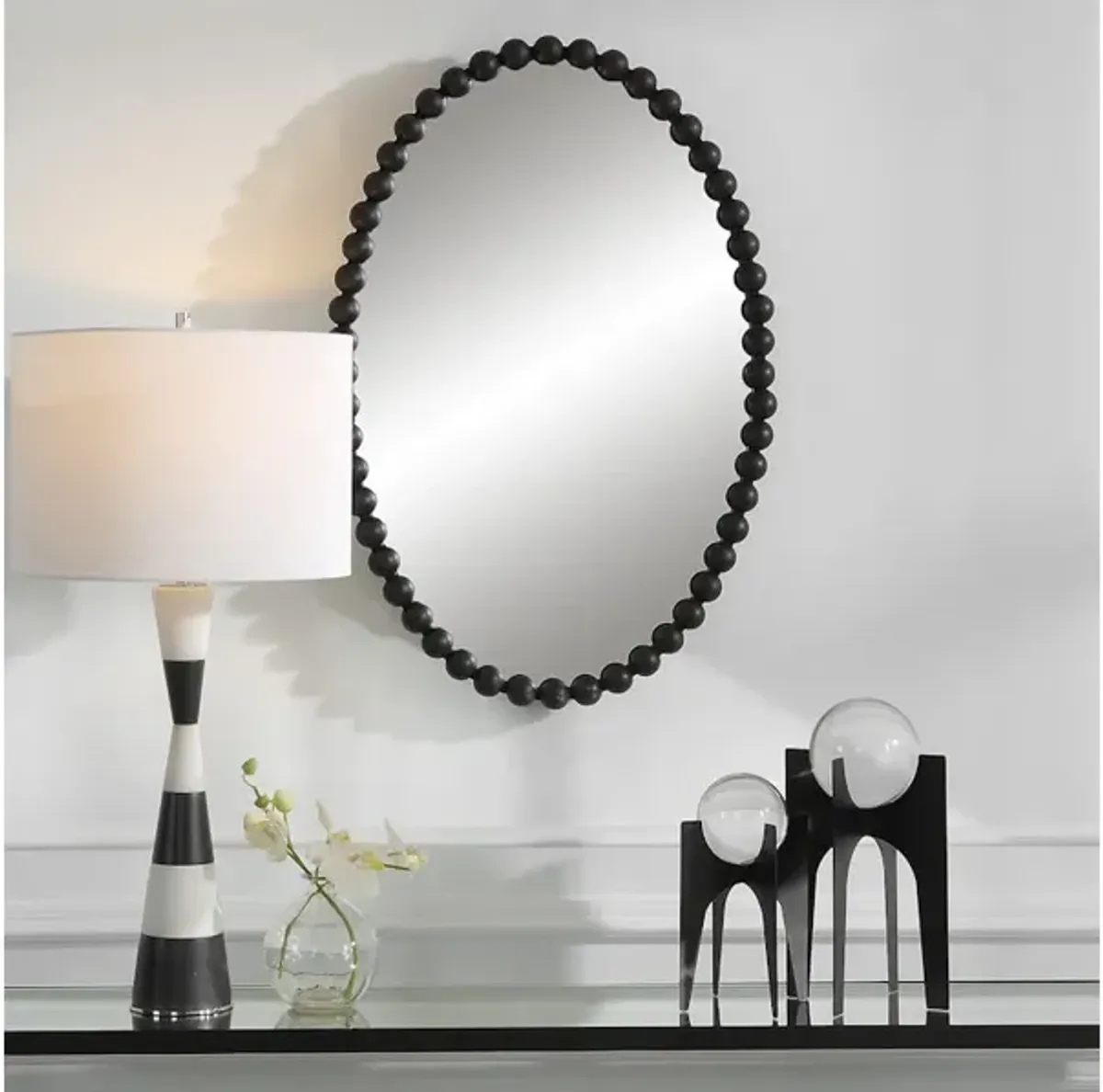 Serna Black Oval Mirror