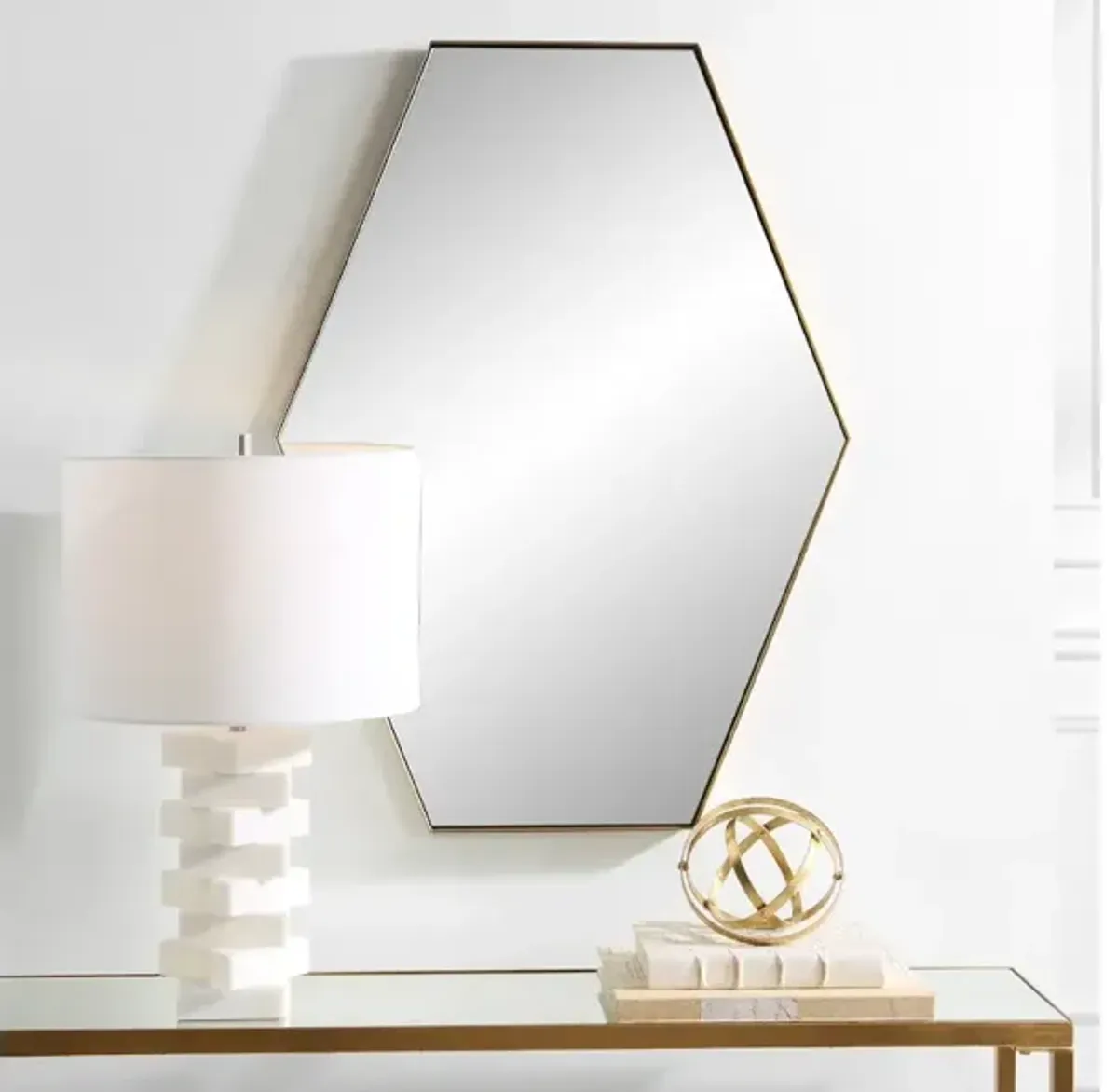 Ankara Brass Hexagon Mirror