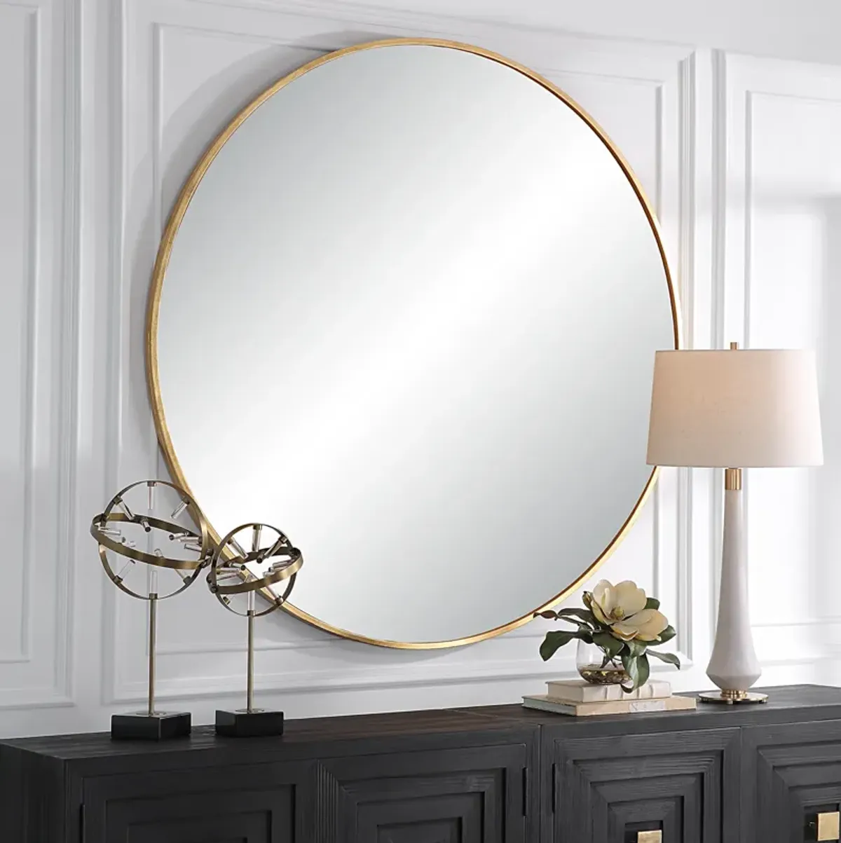 Junius Large Gold Round Mirror