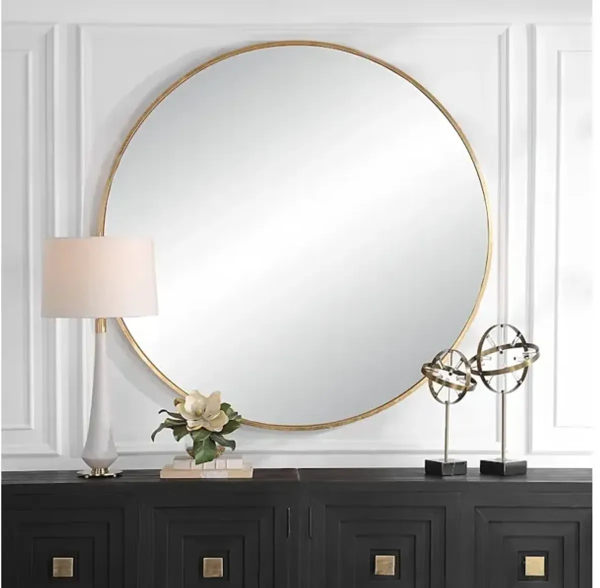 Junius Large Gold Round Mirror