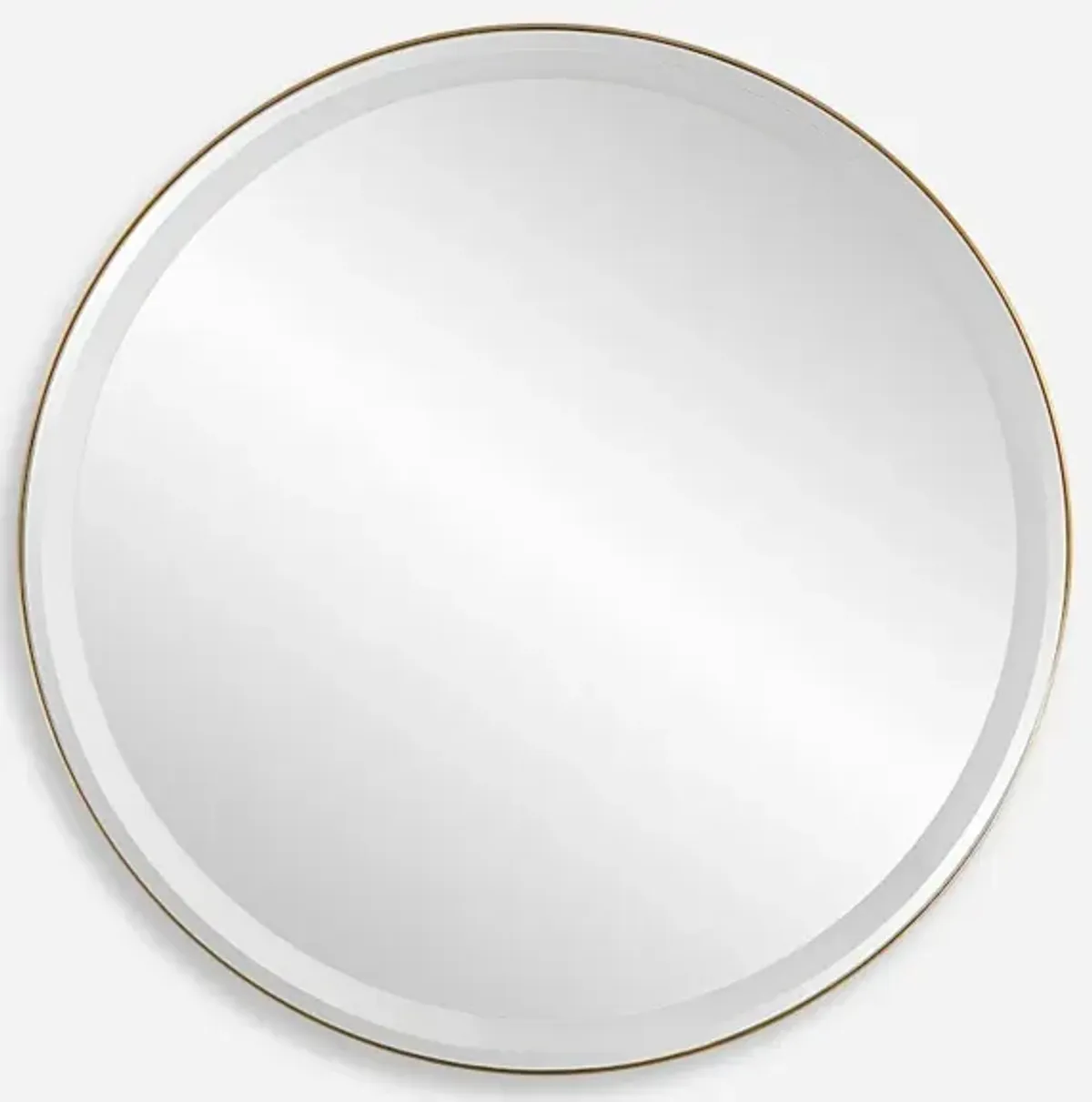 Crofton Lighted Brass Round Mirror