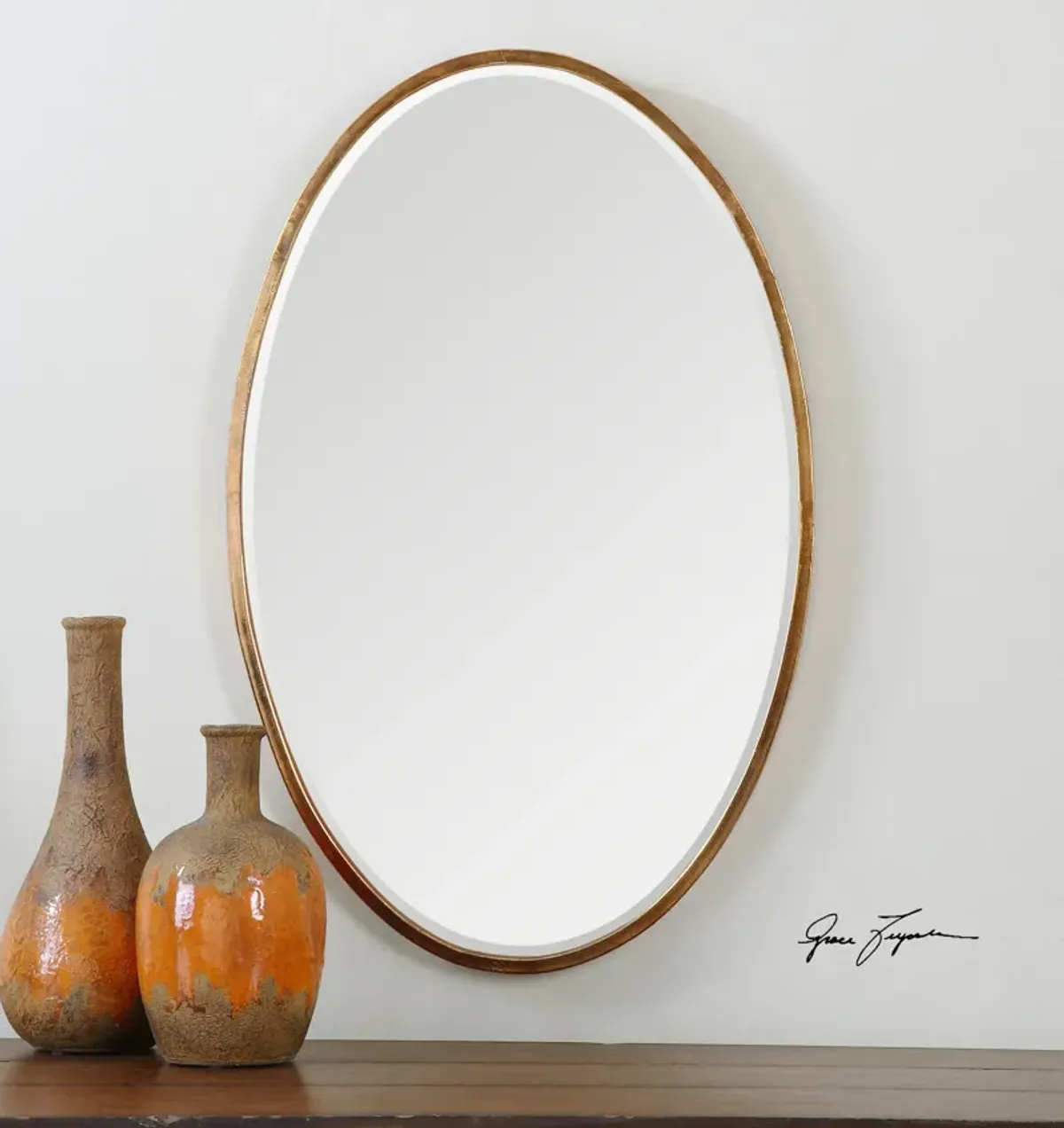 Herleva Gold Oval Mirror