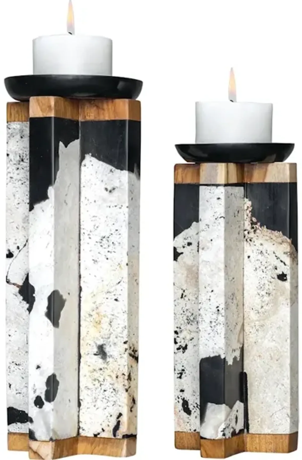 Illini Stone Candleholders, S/2