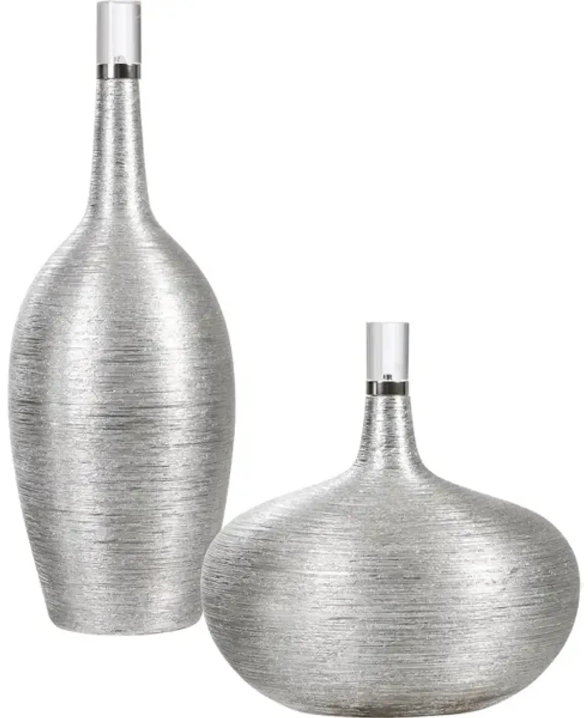 Gatsby Silver Ribbed Bottles, S/2