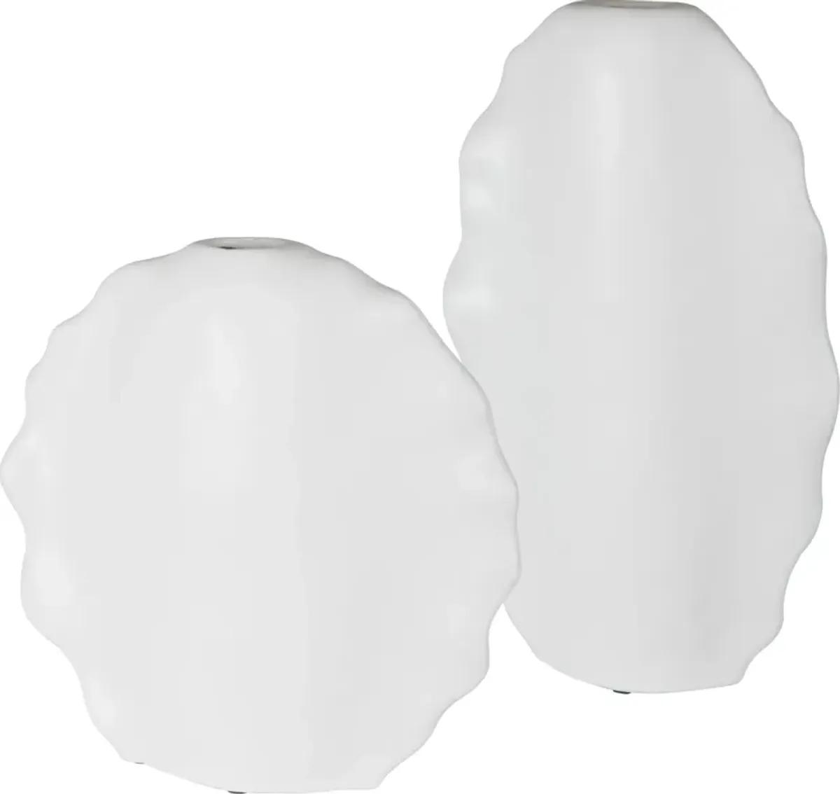 Ruffled Feathers Modern White Vases Set/2