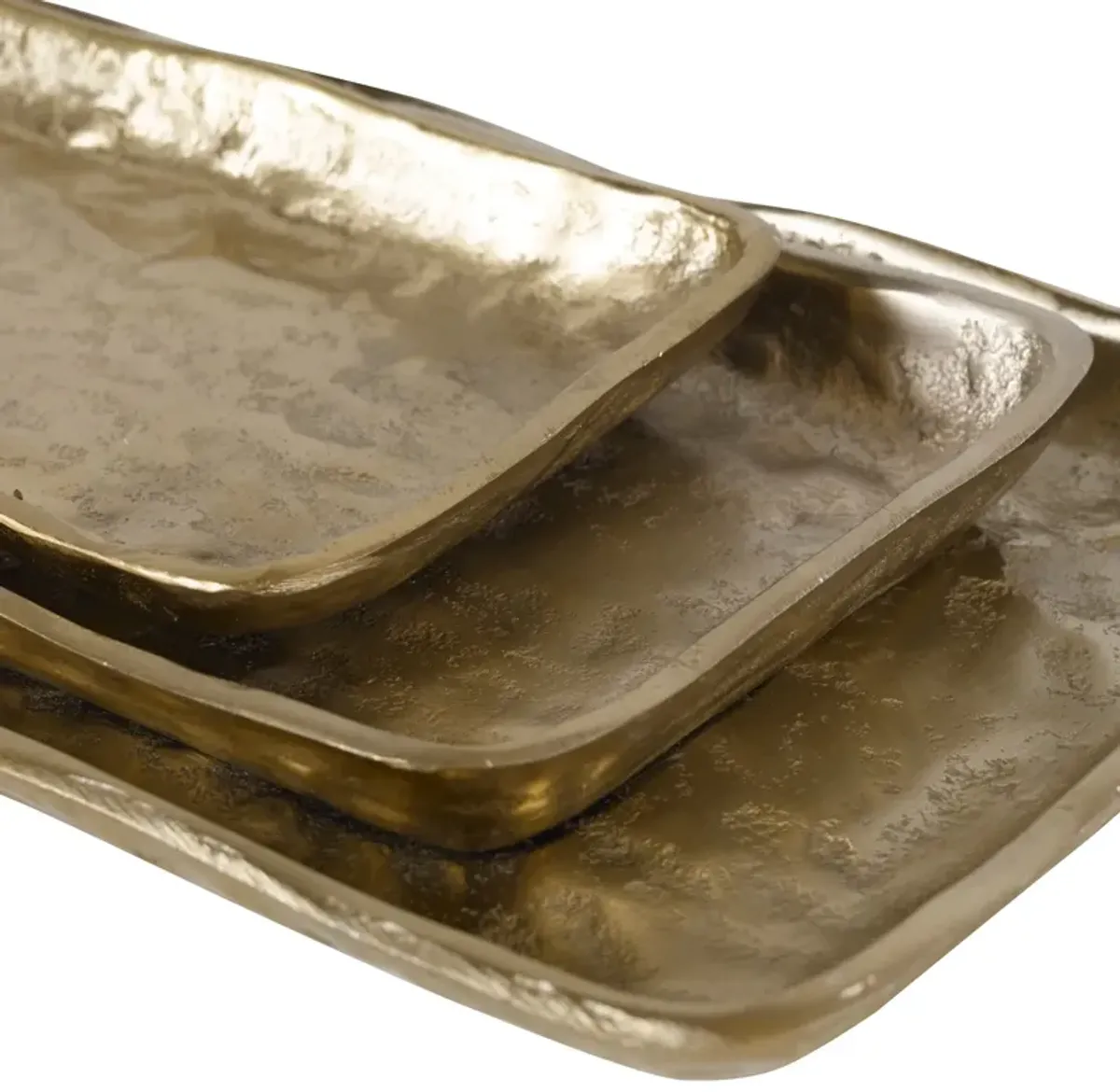 Artisan Antique Gold Trays Set/3
