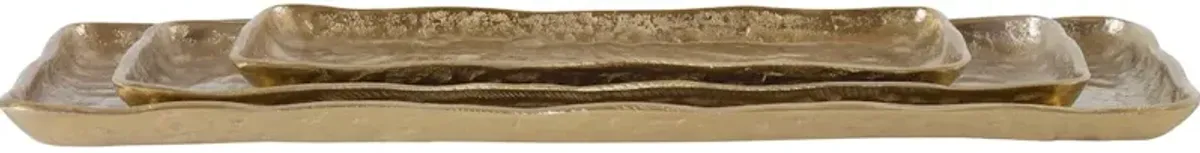 Artisan Antique Gold Trays Set/3