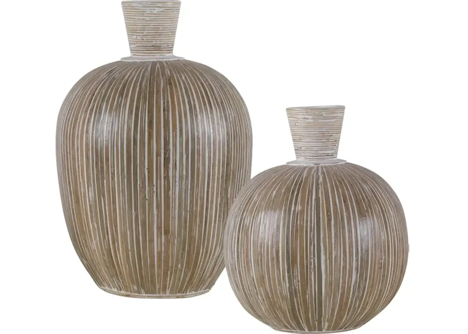 Islander White Washed Vases, S/2