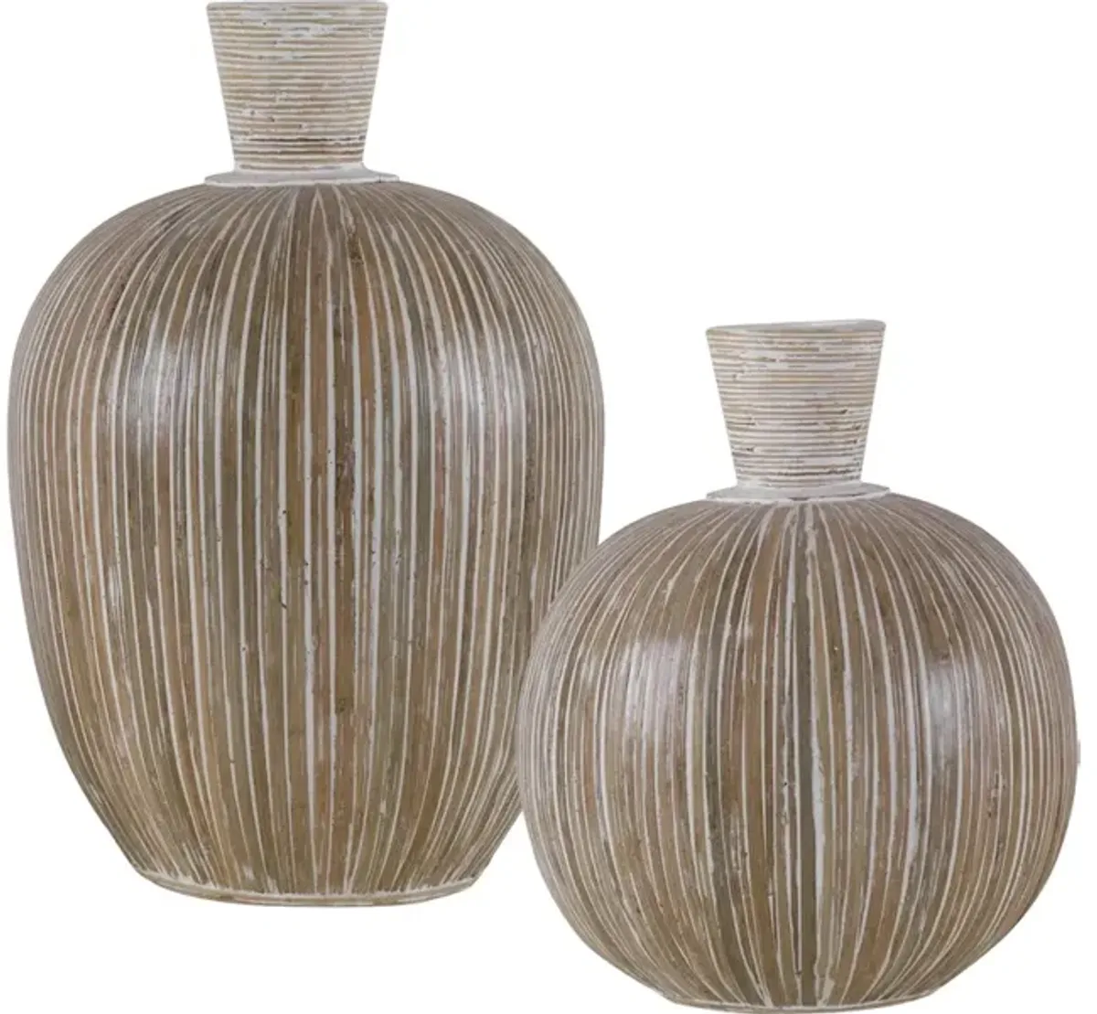 Islander White Washed Vases Set/2