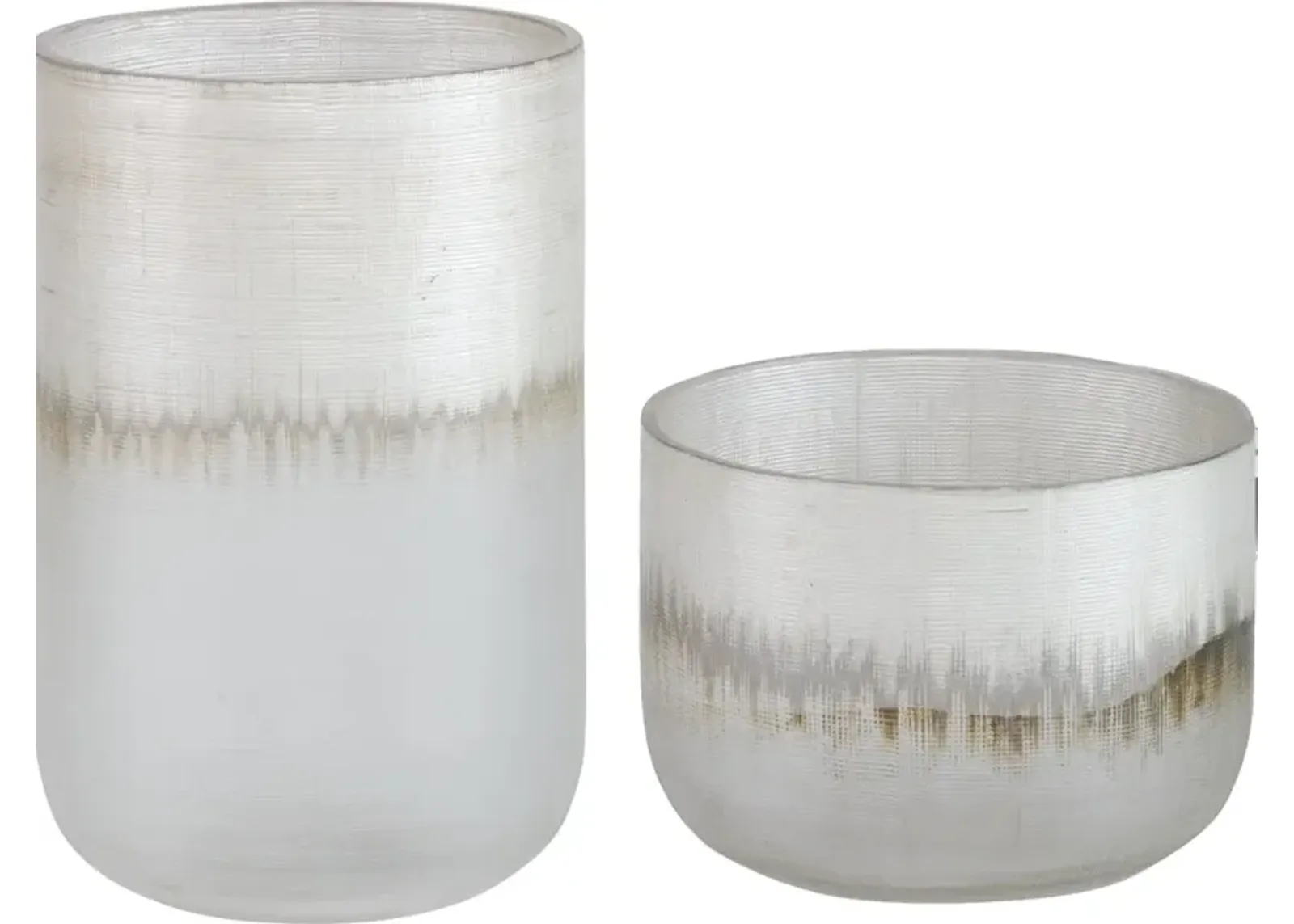 Frost Silver Drip Glass Vases, Set/2