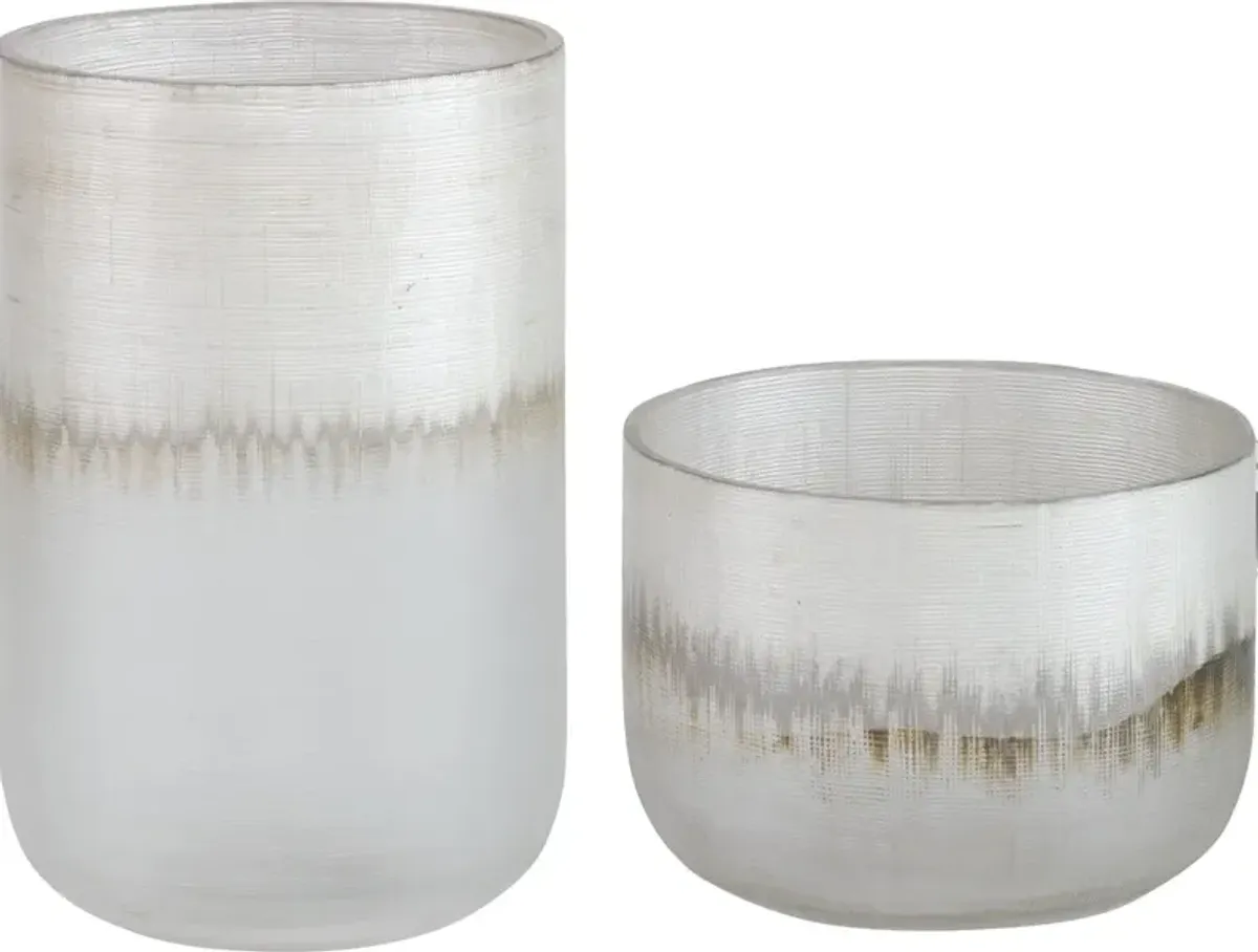 Frost Silver Drip Glass Vases, Set/2