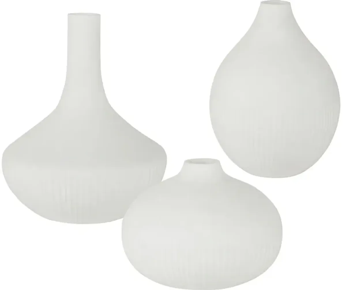 Apothecary Satin White Vases Set/3