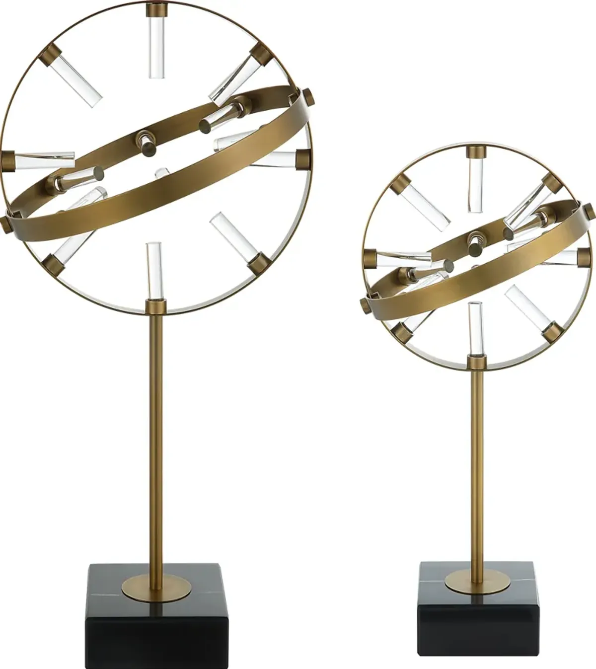 Realm Spherical Brass Sculptures, Set Of 2