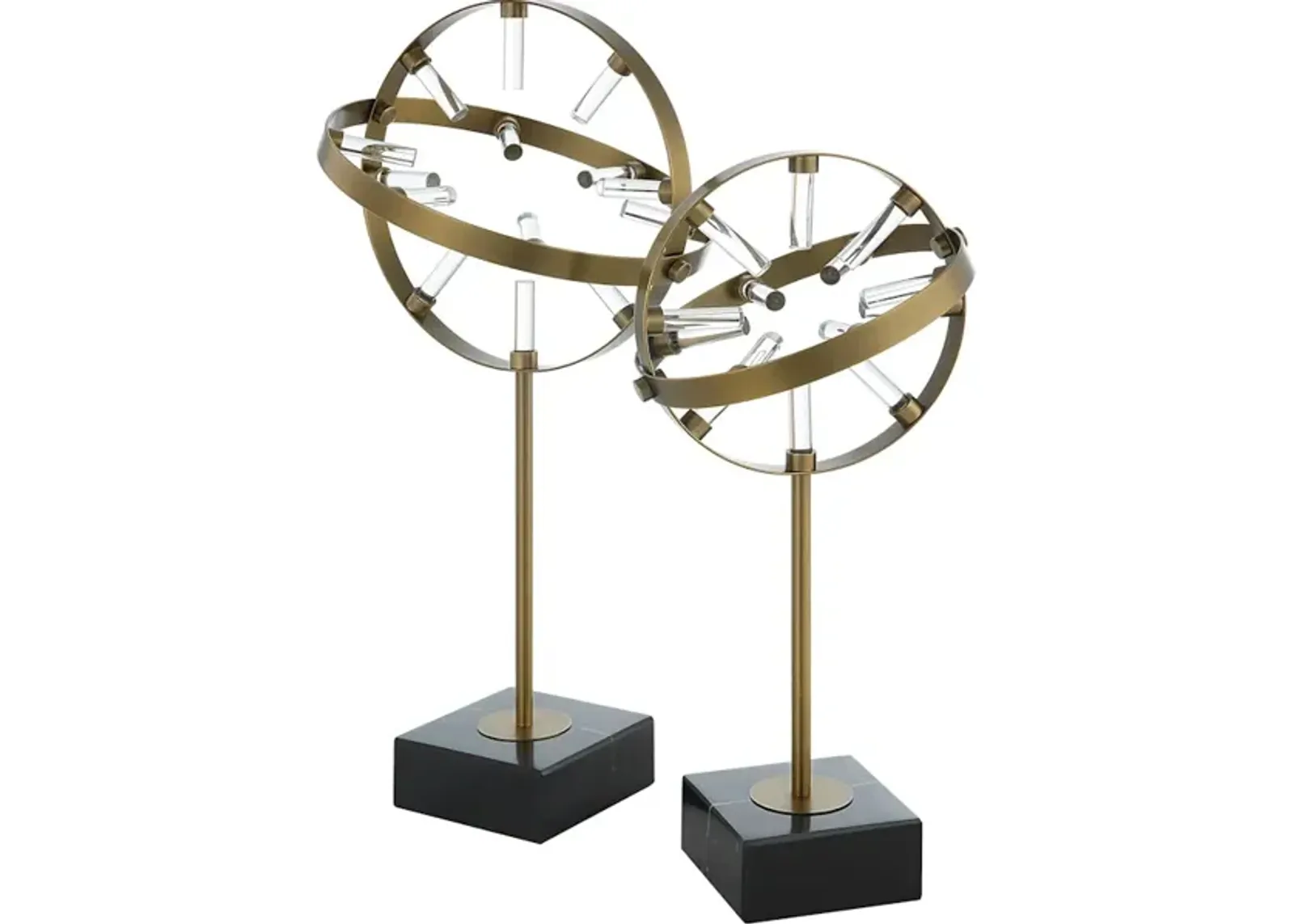 Realm Spherical Brass Sculptures, Set Of 2