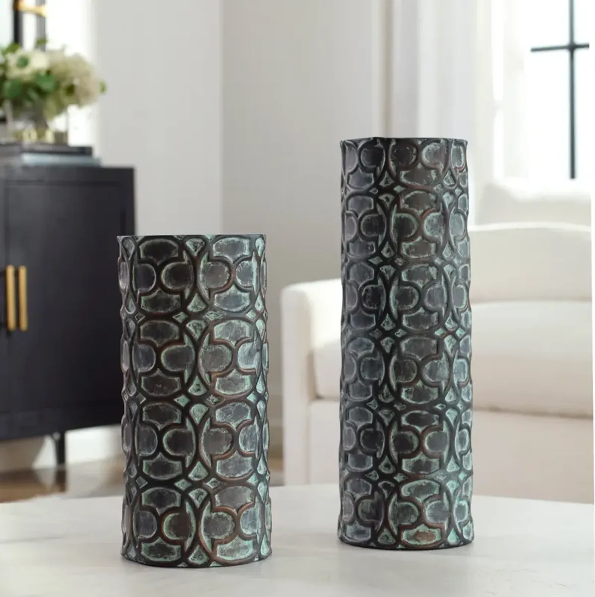 Baltra Bronze Patina Vases, S/2