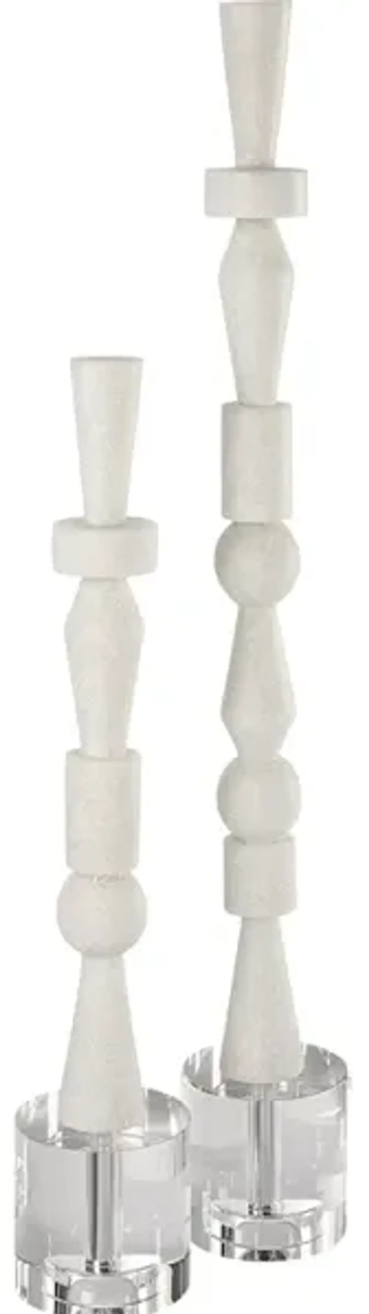 Norte White Stone Sculptures Set/2