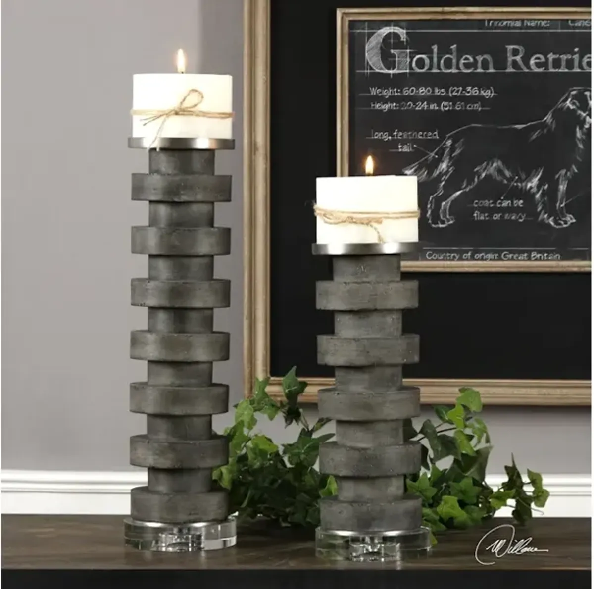 Karun Concrete Candleholders S/2