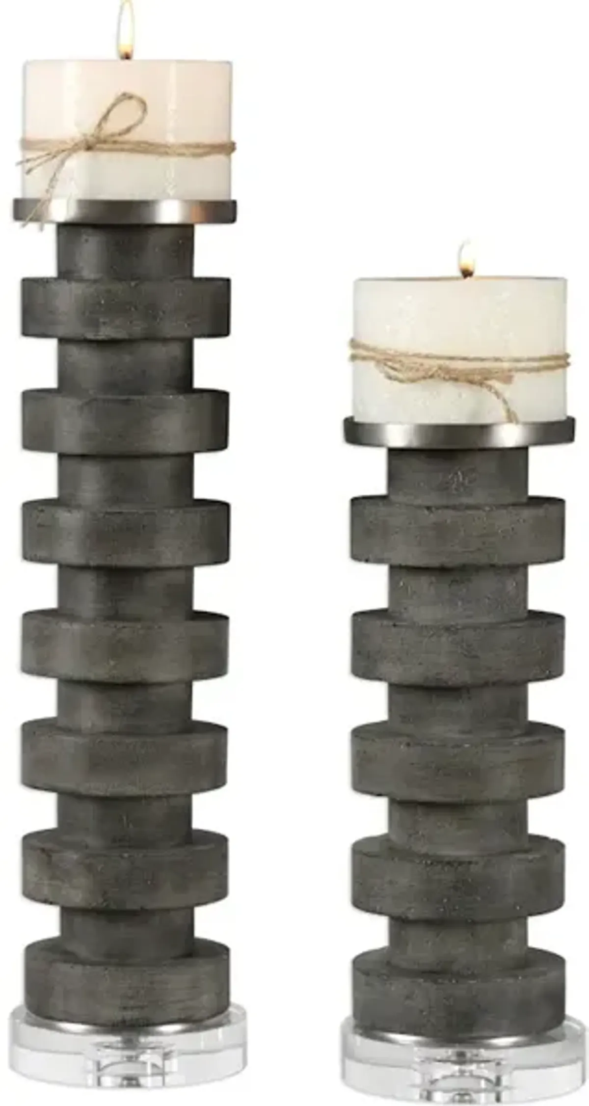 Karun Concrete Candleholders S/2