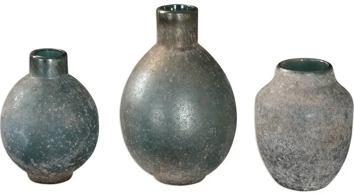 Mercede Weathered Blue-Green Vases Set/3