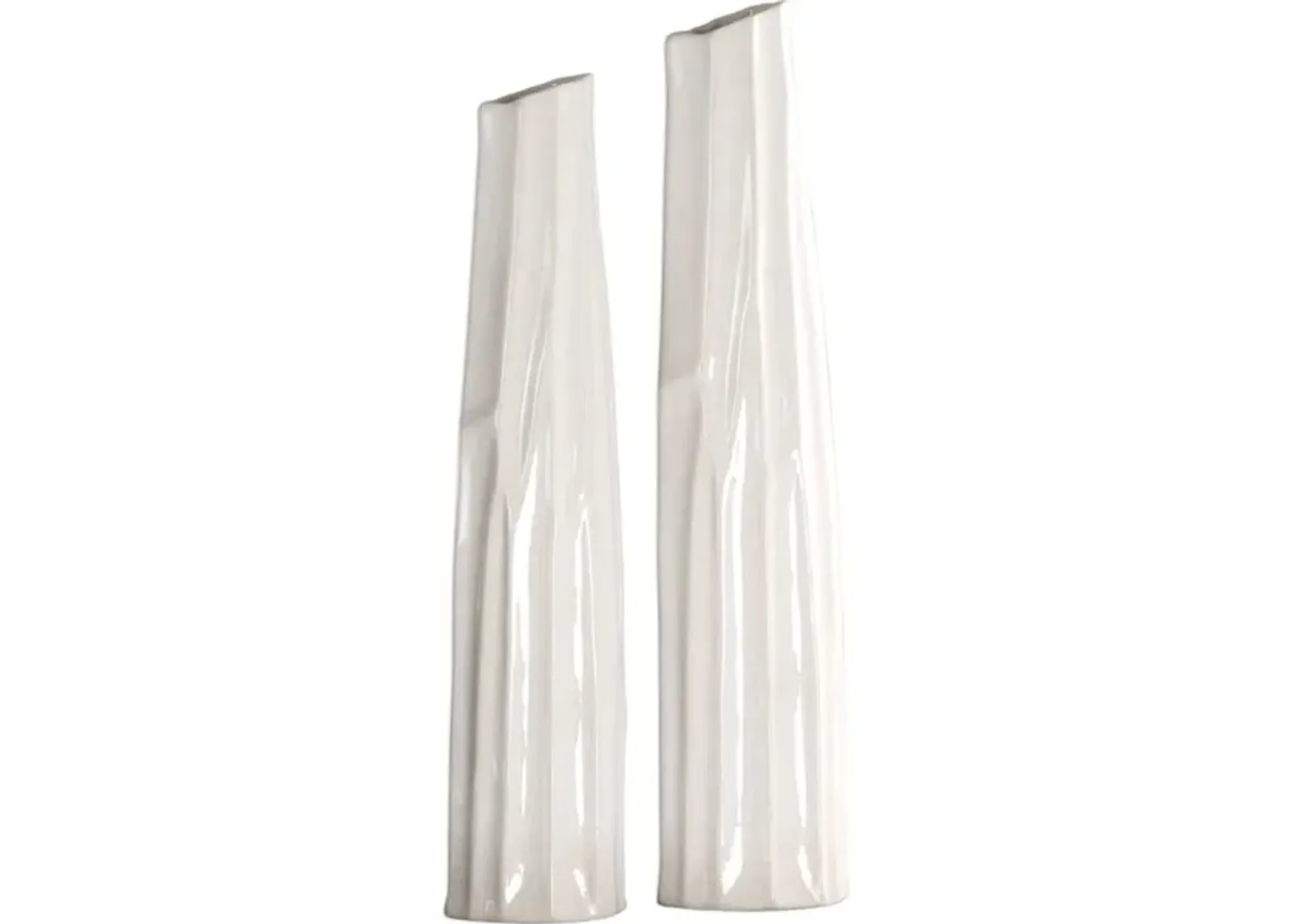 Kenley Crackled White Vases S/2