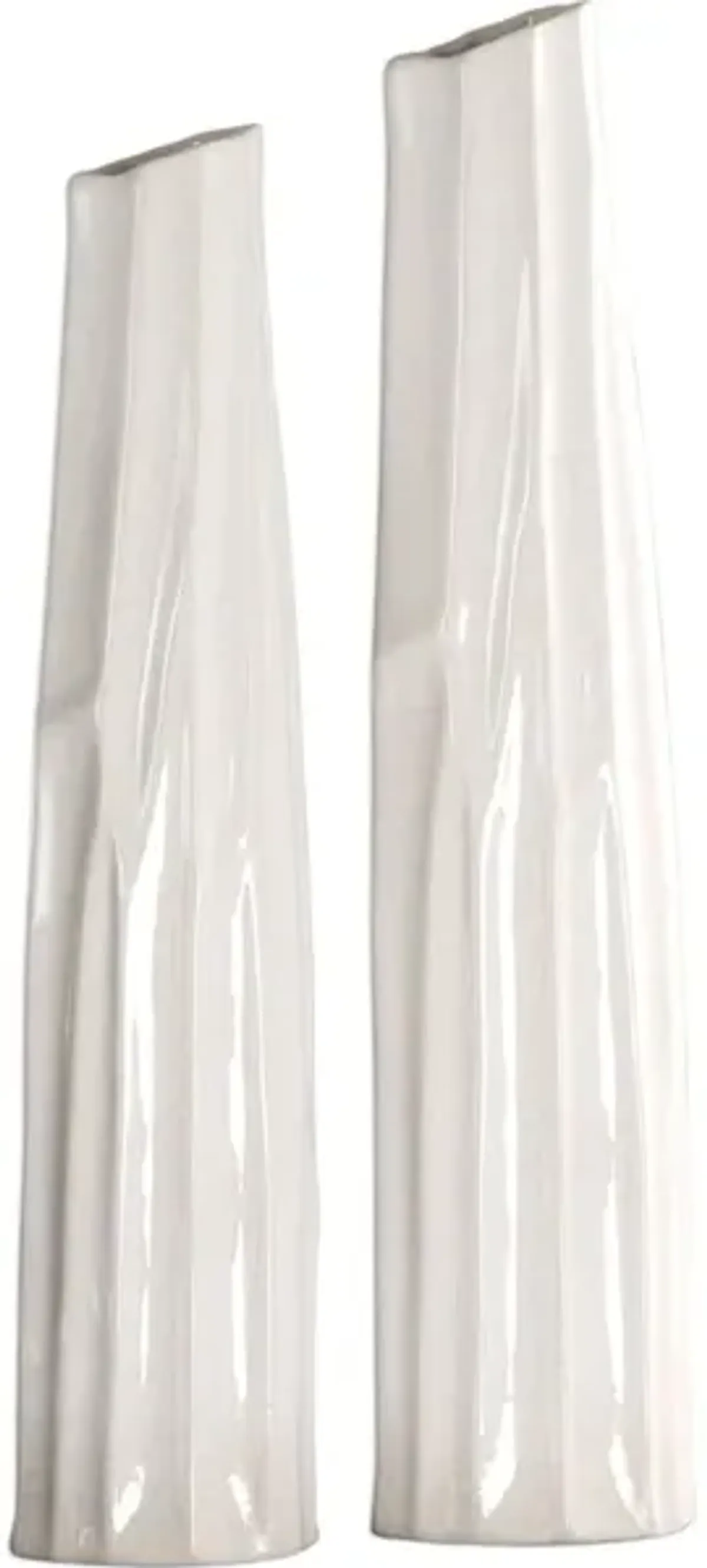 Kenley Crackled White Vases Set/2