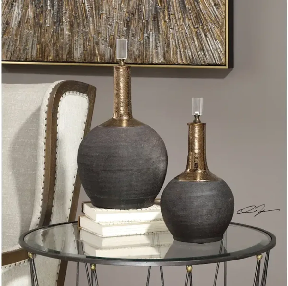 Arnav Matte Black Bottles, S/2