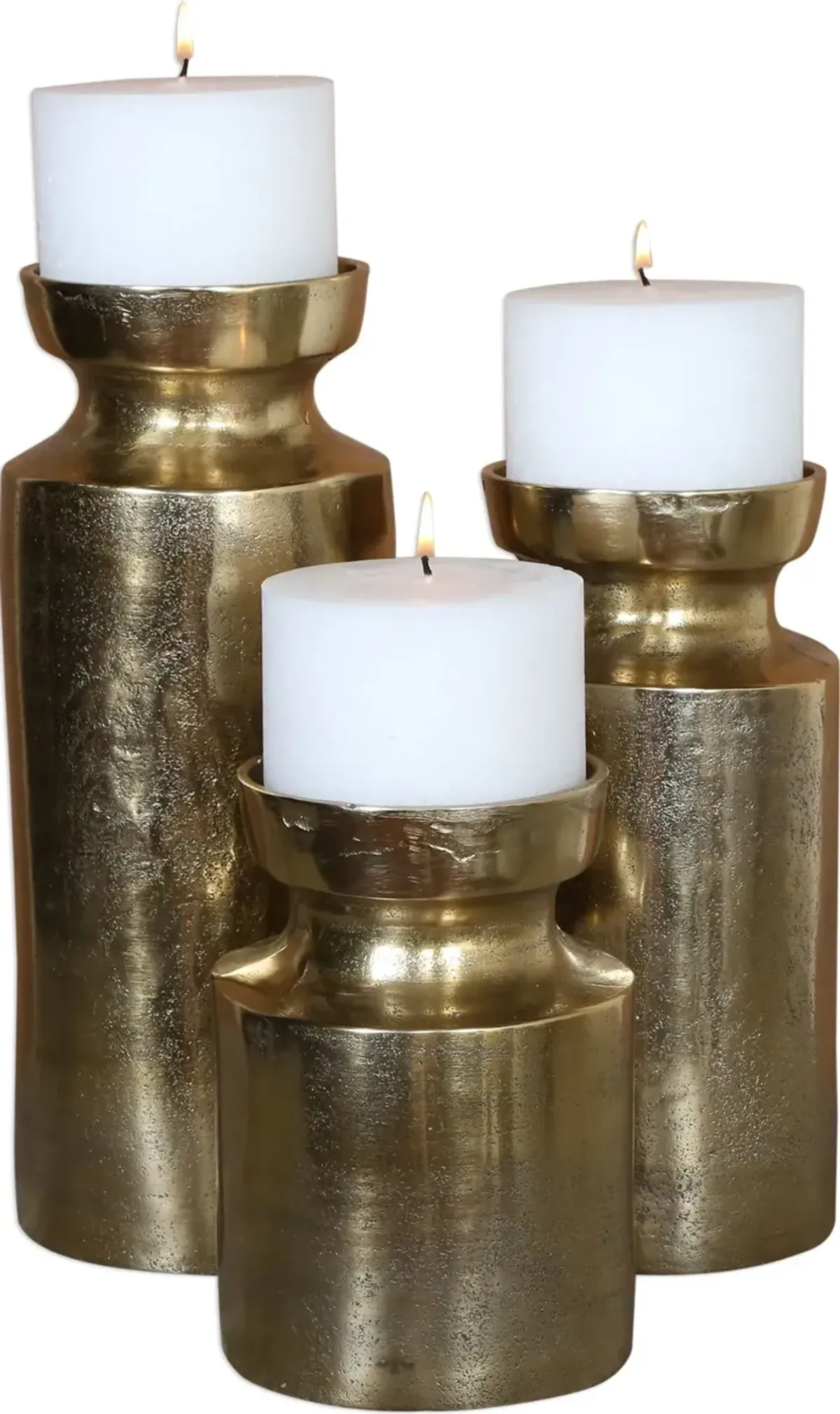 Amina Antique Brass Candleholders Set/3