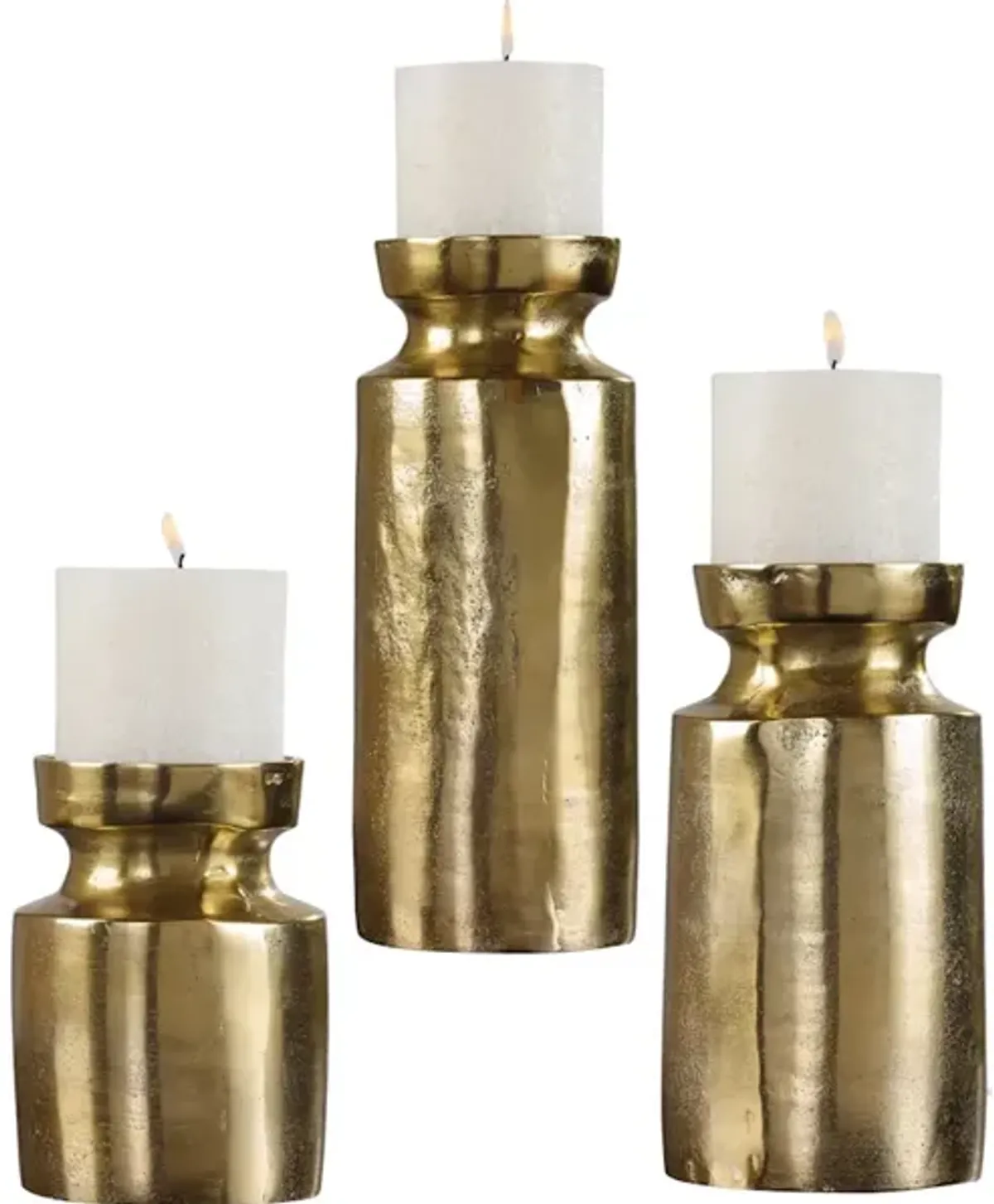 Amina Antique Brass Candleholders Set/3