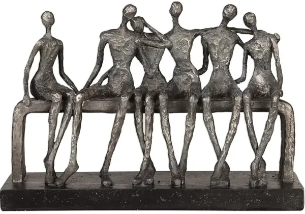 Camaraderie Aged Silver Figurine